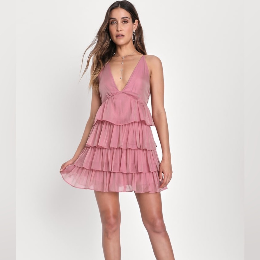 Lulus Mauve Backless Mini Dress